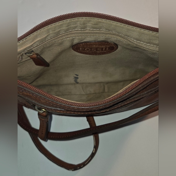 Fossil Crossbody Leather Purse Womens Small  Zipper Closure Vintage Lined - Picture 8 of 13